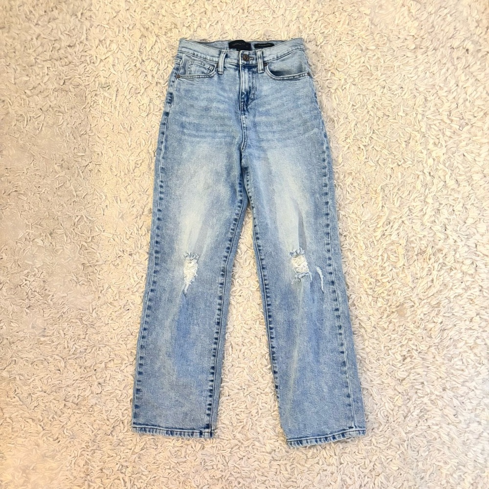 Kendall & Kylie Light Blue Straight Leg Jeans with Knee Rips